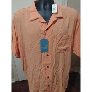 New NWT Roundtree & Yorke Caribbean Hawaiian Short Sleeve Mens Shirt XL Orange
